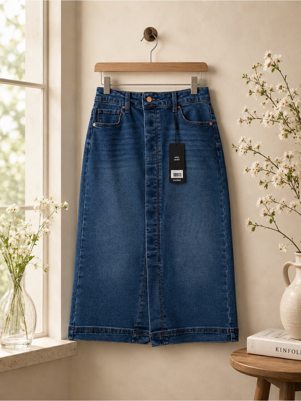 Express Denim Midi Skirt